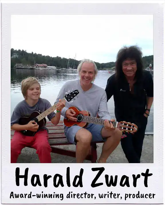 Harald Zwart, award-winning director, writer, producer with Øivin Fjeld | G-Sharp Guitars