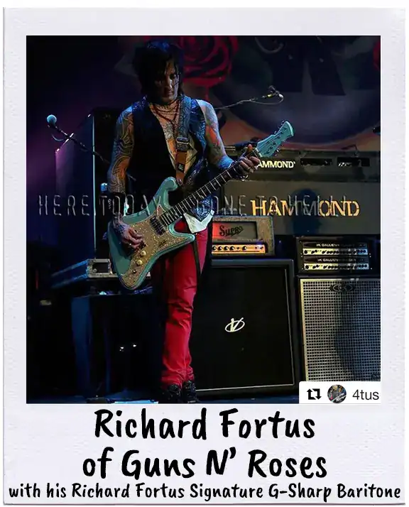 Richard Fortus of Guns N'[ Roses with his G-Sharp Richard Fortus Signature Baritone guitar | G-Sharp Guitars